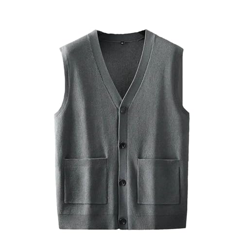 Mens V-Neck Knitted Cardigan Vest Sweater Plus Size Casual Slim Fit Sleeveless Sweaters