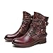 CrazycatZ Damen Stiefeletten mit Absatz Lederstiefeletten Vintage Stiefele (Red, numeric_38)