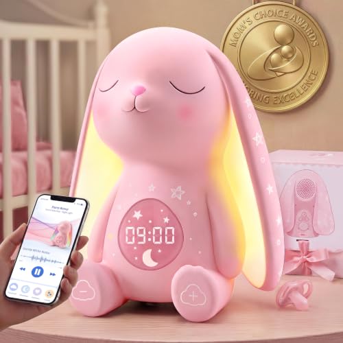 MeWaii Bunny White Noise Sound Machine, Newborn Baby Girl Gift, 100+ Sounds