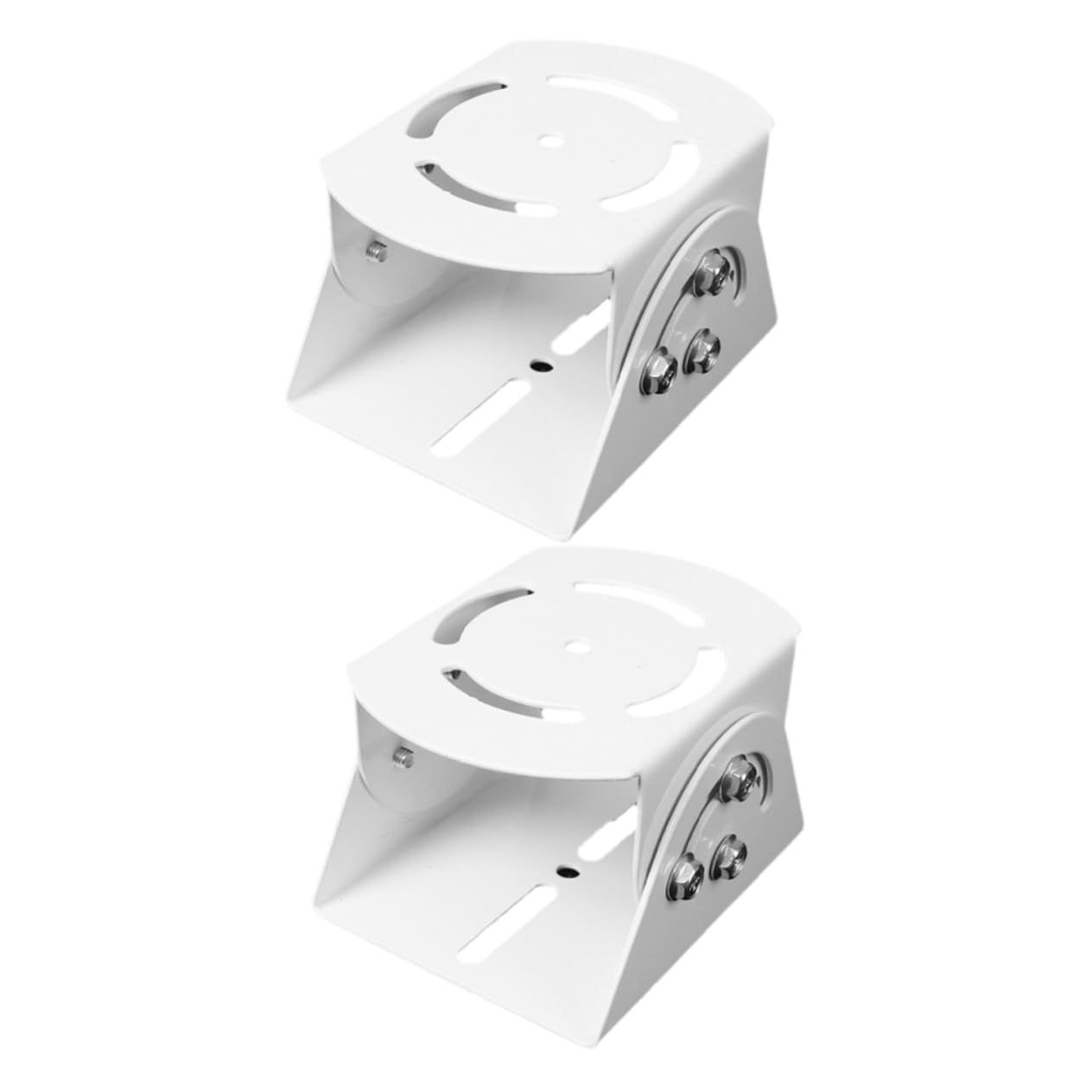 2 Pezzi Staffa da Parete per Telecamera di Sorveglianza in Acciaio, Bianco, Regolazione Multiangolo, Installazione Facile per Sistemi di Sicurezza