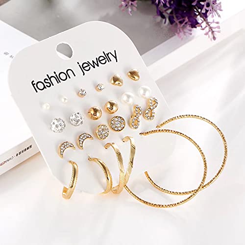 Image of Shining Diva Fashion Stylish Combo Design 6 Pairs Metal Earrings for Women and Girls (F12787er)