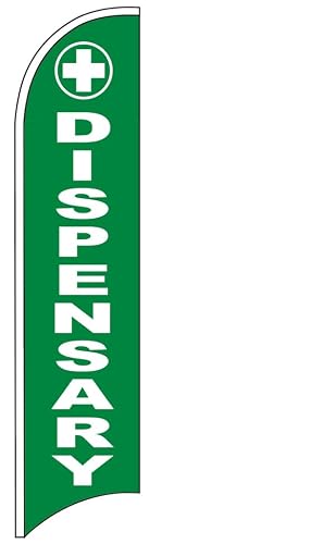 4 Less Co Dispensary Windless Swooper Flag Feather Banner Sign 2.5x11.5 ft Tall (Flag Only, not include pole spike) gb