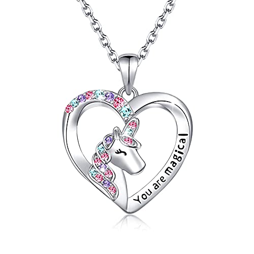 Shelucky - Shelucky Valentines Day Gift for Kids Girls Unicorn Gifts Necklace for Girls, Kids Necklace Jewelry Birthday Daughter Granddaughter Niece (3 years old+)