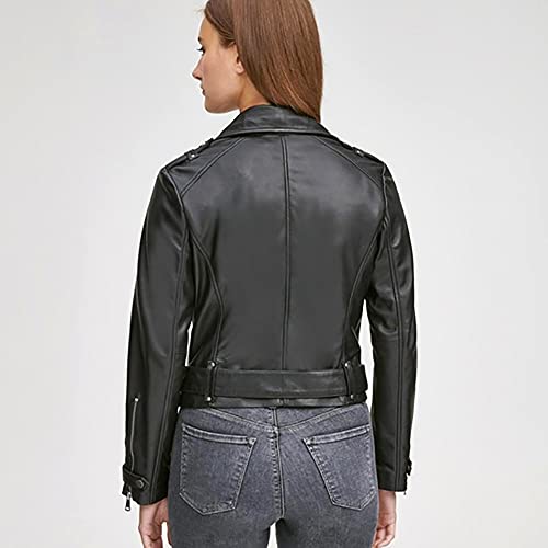 Marc New York By Andrew Marc Womens Arverne Leather Motorcycle Jacket Black M #TOP2
