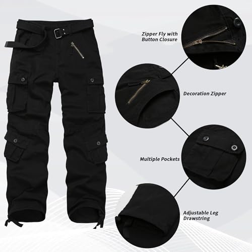 Men's BDU Casual Military Pants, Combat Camo Cargo Work Pants Fit Outdoors Tactical Wild Army Hunting Baggy 8 Pockets No Belt3