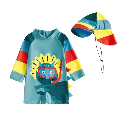 Image of Hnyenmcko Baby/Toddler Boy Rash Guard Swimsuit Long Sleeve One Piece Zipper Swimwear Sunsuit Infant Bathing Suit Beachwear