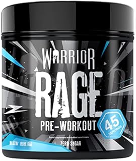 Warrior RAGE Pre Workout Supplement Powder 392g - High Caffeine Energy & Focus - 45 Servings - Blazin' Blue Raspberry