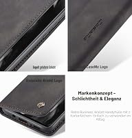 WJXEXRS Handyhülle für Samsung Galaxy A41 Hülle, Premium Klapphülle Leder Schutzhülle Klappbar mit Kartenfach Ständer Magnet Handytasche Standfunktion Flip Case Lederhülle Samsung Galaxy A41-Schwarz – Ansicht 6
