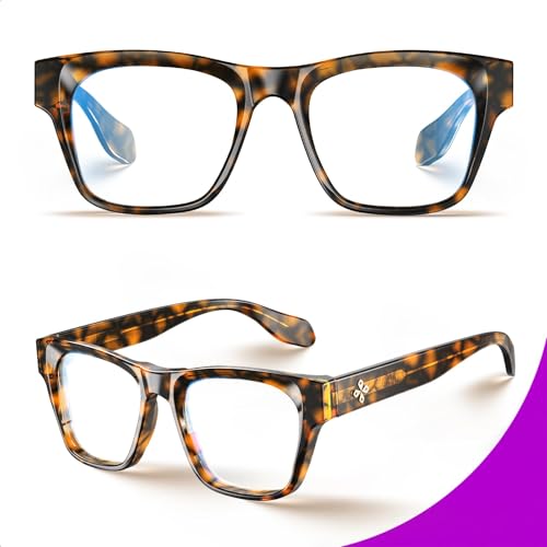 Image of VISOONE Square Blue Light Blocking Glasses TR90 Clear Lens for Women Men BONA