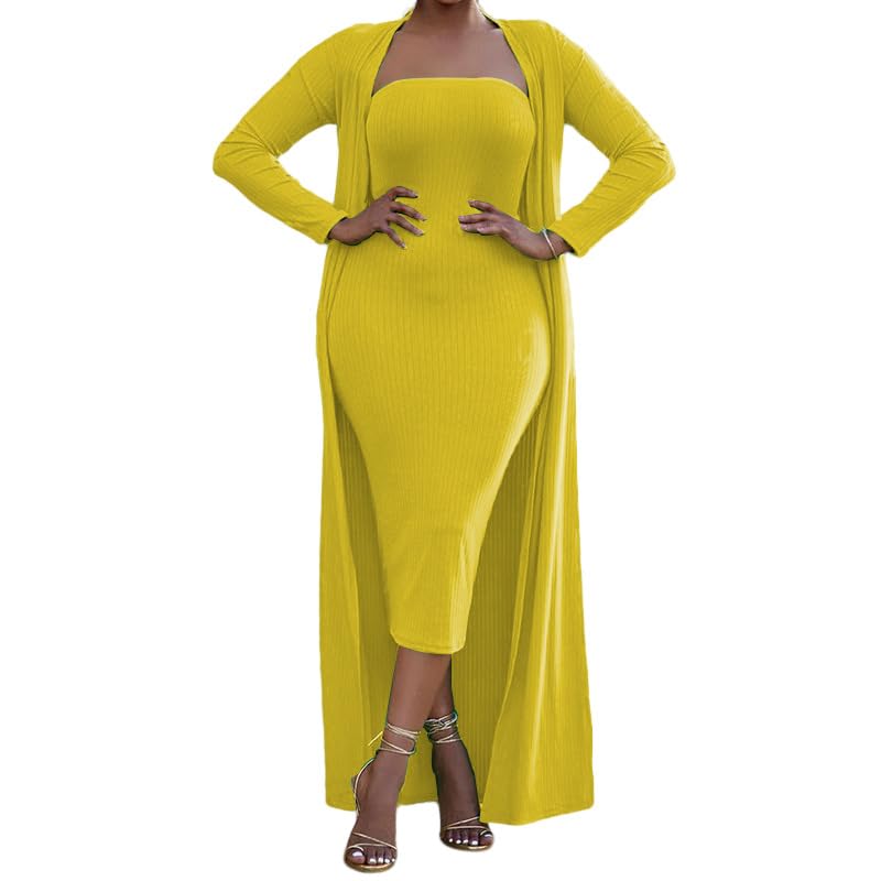 EVMILA Women's Fashion Solid Color Hip Skirt Long Jacket Two-Piece Set