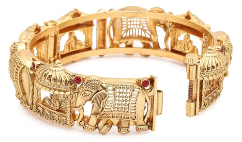Image of Shining Diva Fashion 18k Gold Plated Temple Jewellery Bangles for Women | Set of 2 Bangles Set | Stylish Traditional Kada Bangles | Just Like Real Gold Jewellery