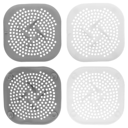 Zerodeko Colador de Desagüe de Silicona Antidesodorante 4 Piezas (Gris 2 Crema 2) para Cocina y Baño, Filtro para Cabello y Tapa de Drenaje Compatible Lavabos y Bañeras