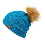 Hatsandscarf CC Exclusives Unisex Ombre Ribbed Confetti Knit Beanie with POM (HAT-43) (Teal)