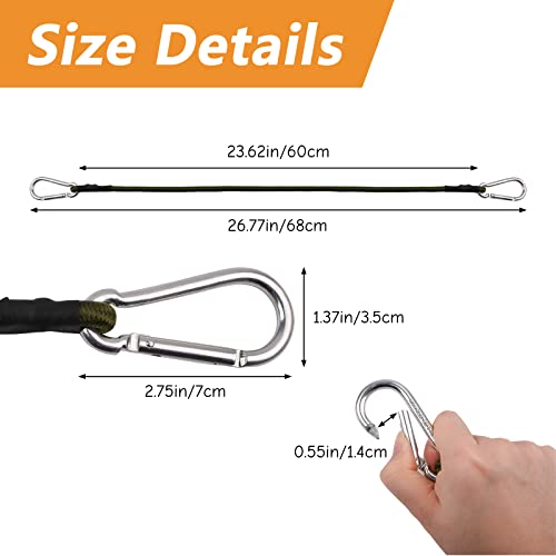 Morobor 24”Elastic Bungee Cord With Latch Hooks 4Pcs Heavy Duty Bungee Cord For Hand Carts Rack Luggage Cargo Camping Rv Oilcloth Binding,Olive Green #TOP1