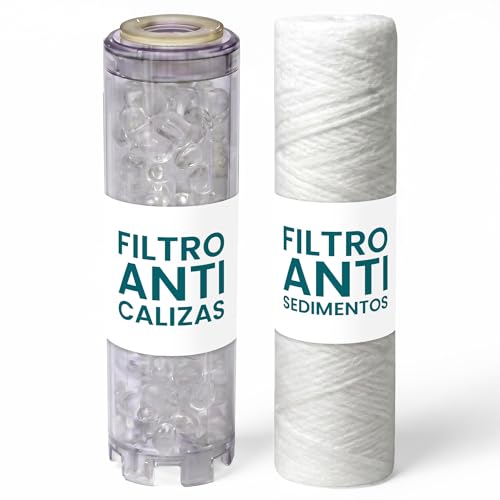 ORINKO Kit de cartucho antical de polifosfato + filtro antisedimento 20 micras, 2 cartuchos de filtro de 10 pulgadas, compatible con portafiltros estándar, protección calcárea para electrodomésticos
