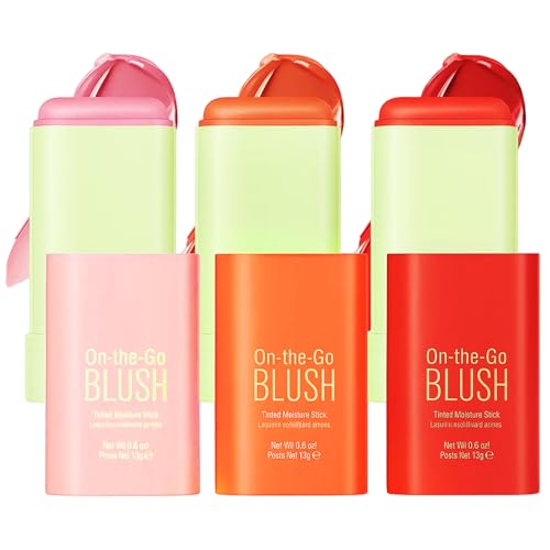 3-Piece Blush Stick, Rare Beauty Blush Set of Natural Nude Matte Blush Sticks for Cheeks, Buildable Colour for a Flawless Finish, Ideal for Everyday Wear and Travel, Makeup Lovers