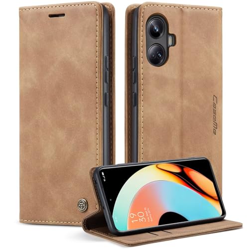 GoodcAcy Handyhülle für Oppo Realme 10 Pro Plus 4G Hülle Premium Lederhülle Klappbar Flip Hülle Tasche Magnet Kartenfach Standfunktion Schutzhülle für Oppo Realme 10 Pro Plus 4G - Braun