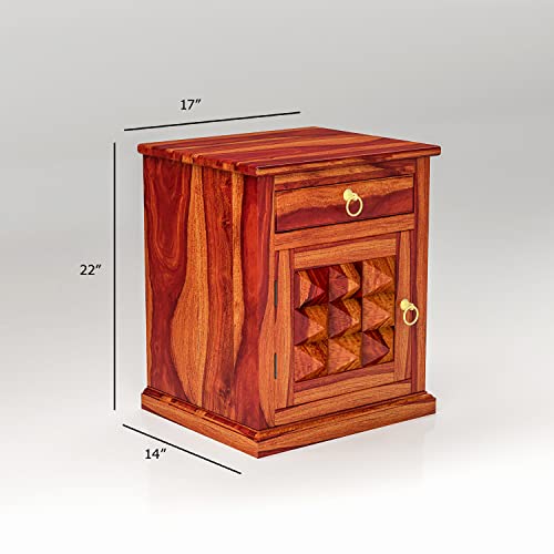 Image of Custom Decor Diamond Cut Bedside Table - Walnut
