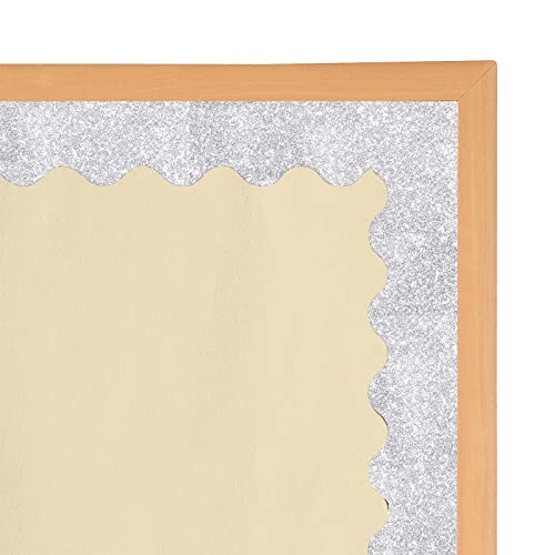 Stickyart Silver Wallpaper Border Self Adhesive Sparkle Wall Borders Peel And Stick Removable Glitter Fabric Wallpaper Border Decorative Bedroom Living Room Walls Crafts Bulletin Boards 3.94"X160" #TOP3