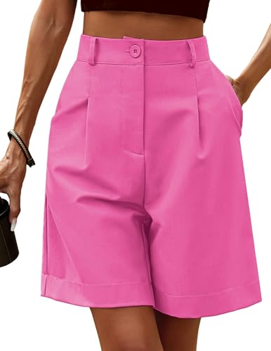 Women's Shorts Casual High Waisted Bermuda Shorts Cute Lightweight Summer Outfits Hot Pink