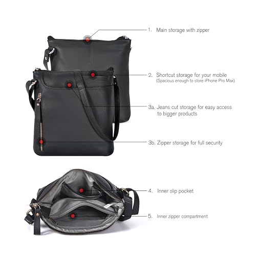 Image of Leather Crossbody Bags for Women - Ladies Sling Handbags - Medium Cross body Purses Handbags - Purses For Women