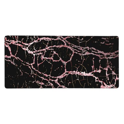 Tapis de souris grand format marbre noir or rose idéal pour télétravail