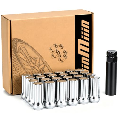 Image of JiiinMiiin M14x2.0 Chrome Lug Nuts with 7 Spline, 2 inch Length,24PCS+1 Key