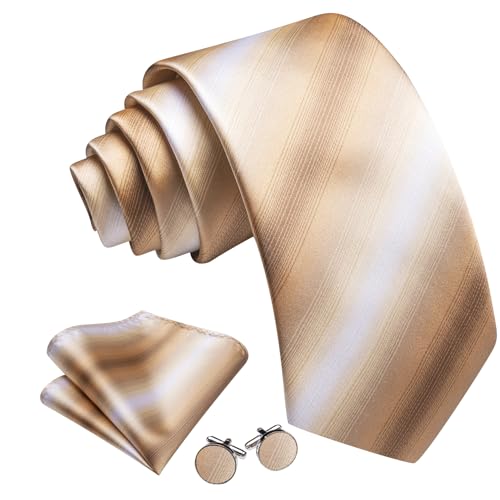 Image of Barry.Wang Plaid Ties for Men Silk Necktie Handkerchief Cuff Links Set