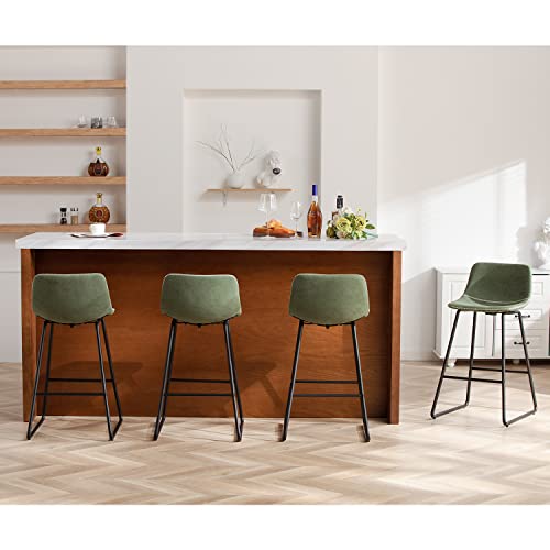 Image of Bar Stools Set of 4 for Kitchen Island, Modern Counter Stools with Back