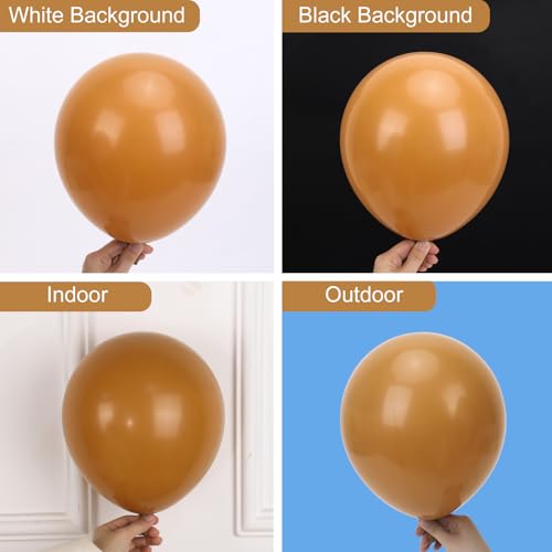 Image of RUBFAC Tan Balloons 129pcs Different Sizes Pack of 18 12 10 5 Inch, Latex Boho Neutral Light Brown Coffee Balloon Garland Arch Kit for Wedding Baby Shower Jungle Safari Fall Birthday Bear Themed Party