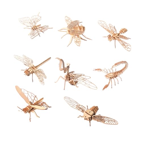 BESPORTBLE Puzzle 3D Bois 8 Pièces Ornement Insectes à Colorier Jouet Éducatif pour Garçon Et Filles Atelier Créatif Familial sans Colle Ni Outils