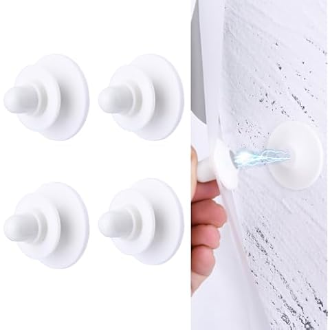 LEKUSHA Magnetic Shower Curtain Clips, Self Adhesive Splash Guard Clips, Keep Curtain Liner Closed to Wall, Stop Liner from Billowing, Prevent Water Off Floor, White, Pack of 4 Cover