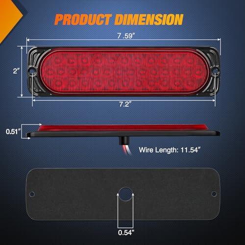 Nilight 7.5 Inch Aluminum Housing Tail Light 2 PCS 36LED Red Running Brake Turn Signals Marker Lights Surface Mount IP67 Waterproof for 10-30V RV Camper Trailer Truck Bus Boat
