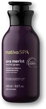 O Botic rio Nativa Spa Anti-Ageing Body Lotion, Merlot Grape, 400ml, with Quinoa Oil and Grape Seed Oil, Collagen-Boosting, Fast-Absorbing, 97% Natural Ingredients