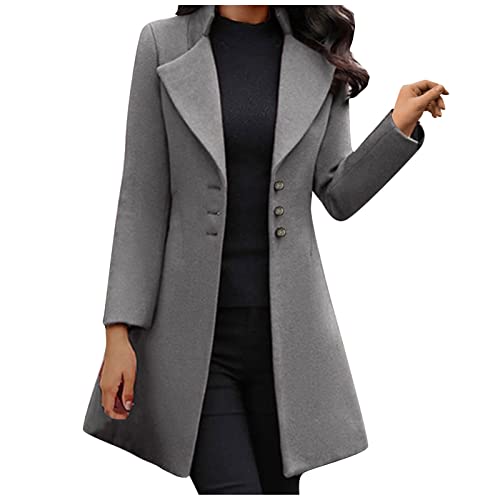 Veste ajustée en coton femme manteau à boutons gris taille M stylé et long