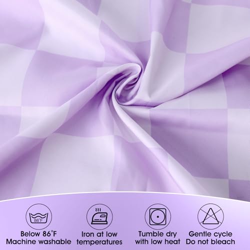 Image of 9FT Purple Checkered Table Skirt Ruffle Colorful Teacher Desk Skirts for Classroom Decorations Rectangle Table Cover Skirt for Back to School Party Supplies Kindergarten Office Dorm Bookcase Cabinet