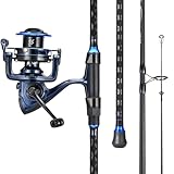SOUGAYILANG Surf Fishing Rod and Reel Combo, Heavy 3-Piece Travel Spinning Rod with 7000 Reel for Red Drum, Striped Bass, Beach & Saltwater Fishing-9FT（Blue