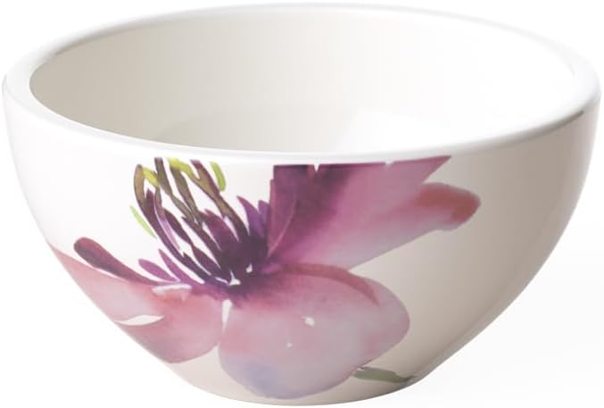 Villeroy & Boch Artesano Flower Art Shallow Bowl, 600 ml, Premium Porcelain, White/Coloured