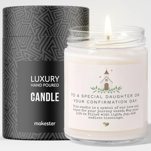 Confirmation Gift for Daughter - Luxury Soy Wax Candle - Vanilla, Jasmine, Sugared Almond - Makester