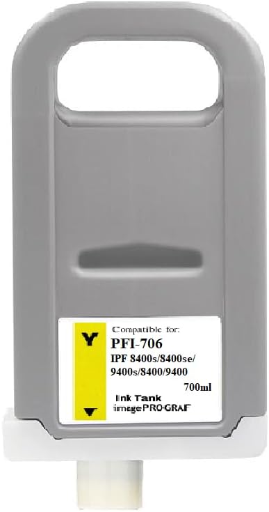 Vivid Colors VC PFI-706 Yellow Ink Cartridge for Canon PFI-706Y (700ml, Yellow) for Canon imagePROGRAF 8400s 8400se 9400s 8400 9400 Printer.