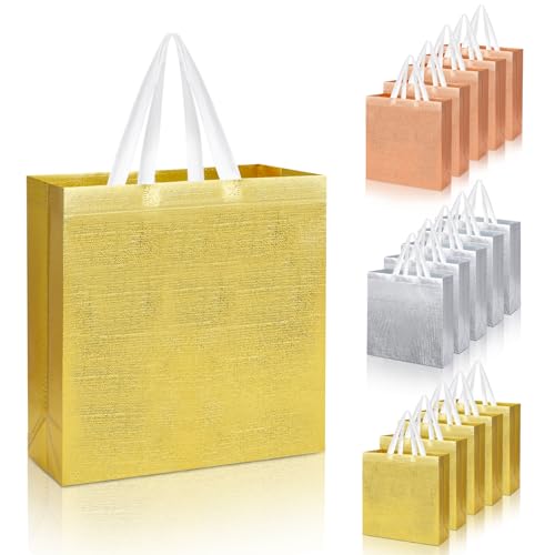 15 Pcs Resuable Gift Bags with Handle, SHAIDOJIO Large Party Favor Goodie Bag Shopping Tote Bag Bulk, Non-woven Iridescent Grocery Bags for Wedding Birthday Christmas Party (32*28*12cm)