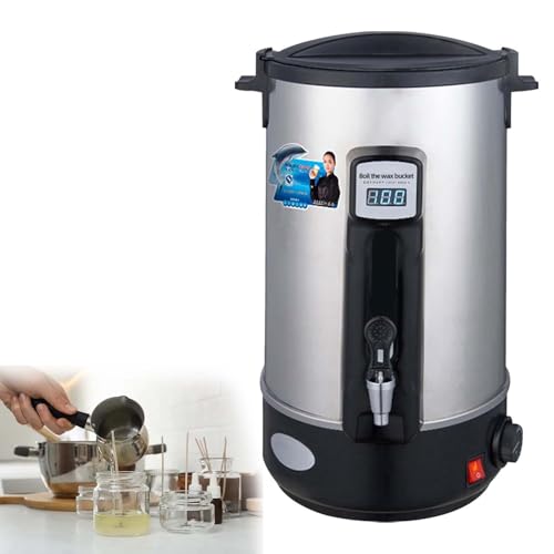 CUTANGELAR Industrial Wax Melting Machine, 30-110°C Adjustable Temperature Control, Non-Stick Liner, 35l Bulk Candle Production Equipment, with Wax Pouring Nozzle, Red and Green Indicator Light(8L)