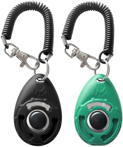 Pet Training Clicker with Wrist Strap - Dog Training Clickers (Black +Bluegreen)