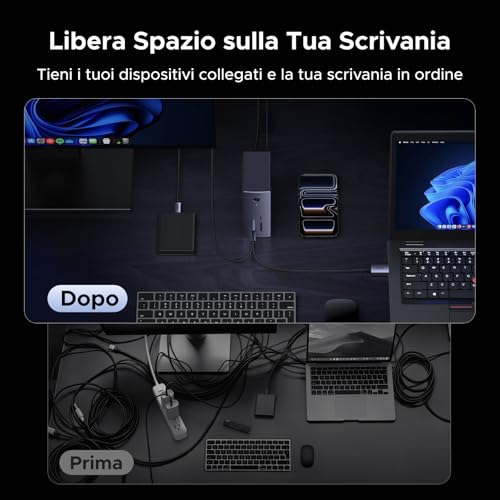 Revodok Pro Docking Station 10 In 1 SSD M.2 NVME Hub USB C HDMI 4K 60Hz Multiport USB Data 10Gbps PD 100W Caricatore Adattatore Ethernet Gigabit Lettore Scheda SD TF - Hub USB - Immagine 7