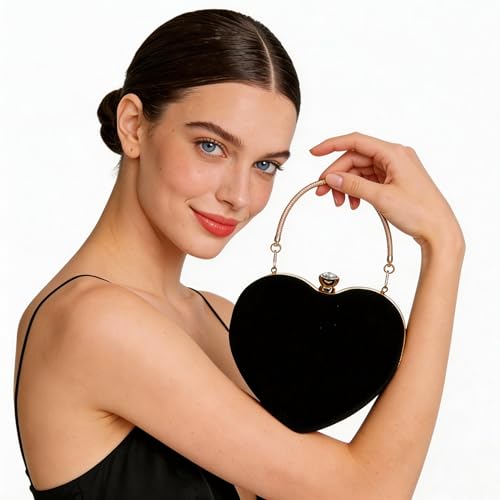 Bolso de mano de mujer en forma de corazón mini clutch con cadena miniatura 2