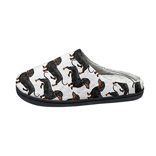 Belidome Chaussons d'hiver chauds en mousse à mémoire de forme pour femme et homme, Teckel, X-Large Cover