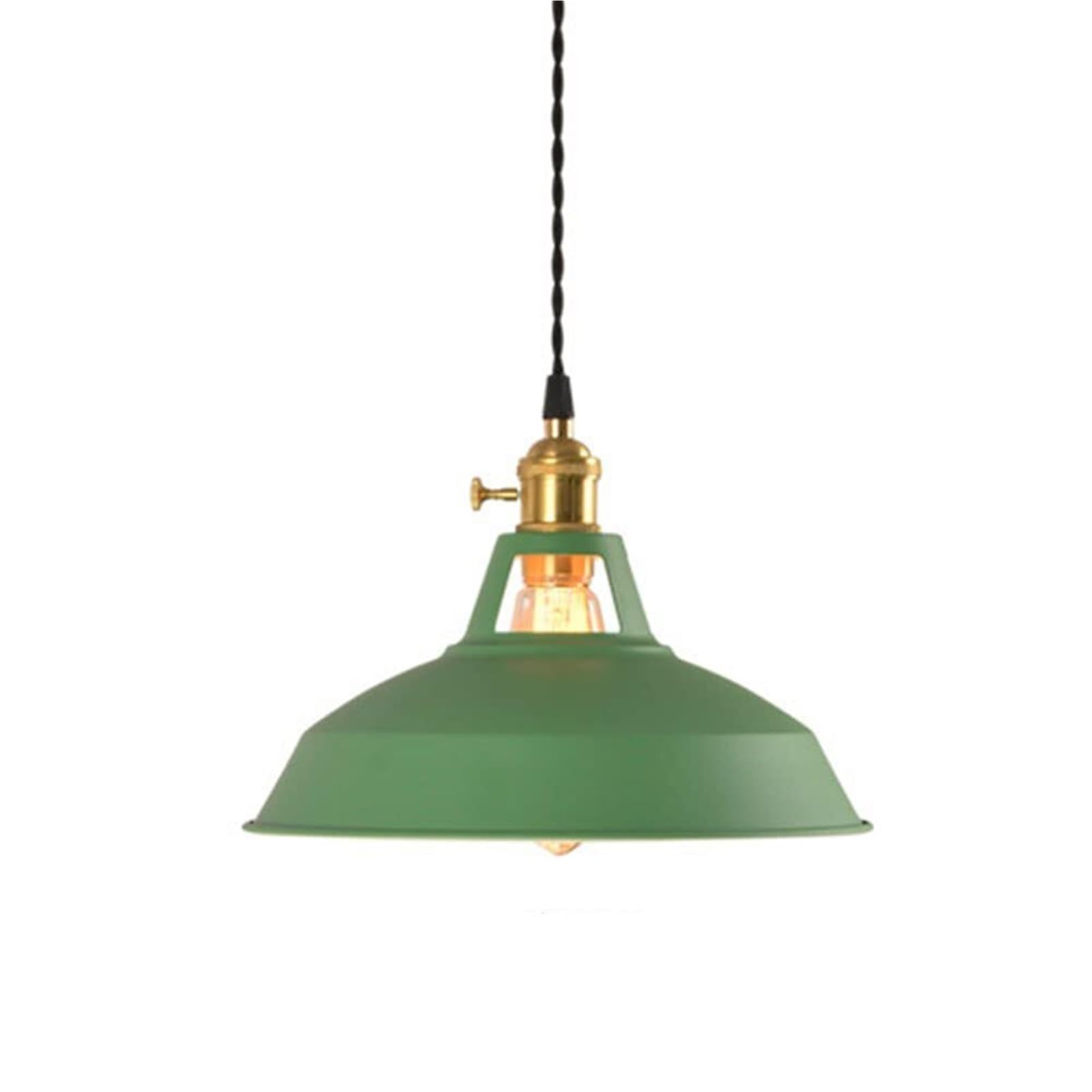 KXEcoLife Metal Modern Minimalist Color Pendant Lamp Chandelier Hanging Lighting Ceiling Fixture E27 Creative Adjustable for Restaurant Bar Bedroom Bedside(Green)