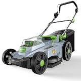 40V Cordless Lawn Mower, 17 Inch Electric Battery Powered Lawn Mower with 2x4.0Ah Batteries, 6 Height Adjustment, 50L Grass Bag, 1200W Brushless Motor, 40min Runtime for 500㎡ Yard