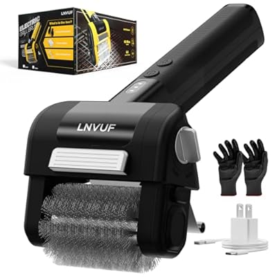 Electric Grill Brush, Grill Cleaner with LED Light, with 800 RPM Motor, 304 Removable Stainless Steel Brush Head, Cordless & Type-C Rechargeable for BBQ, Heavy Duty Grill Cleaning Tool (Black)