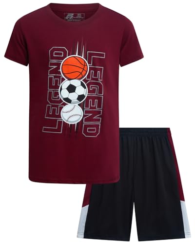 Image of Pro Athlete Active Boys Short Sets - 2 Piece Performance Crewneck Short Sleeve T-Shirt and Shorts Boys Athletic Sets (8-16)